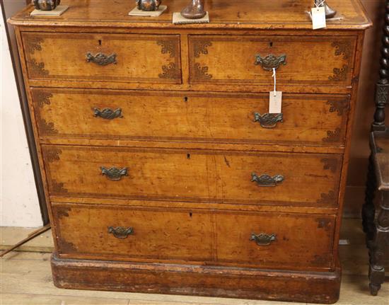 A Victorian stencilled pine chest W.105cm